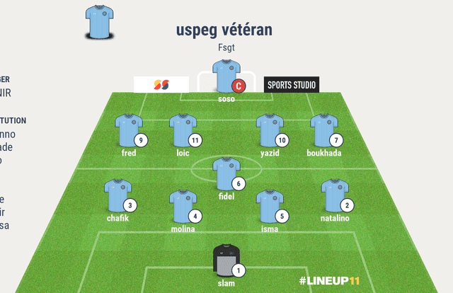 Uspeg vétéran fsgt is a football team. They are using SportEasy, the best web and mobile app to manage any sports team (football, soccer, rugby, basketball, baseball, hockey, volleyball...). Coaches and managers can organize the games and practices or send group messages to their players. Players have convenient access to their schedule or statistics. SportEasy is free and available online and there’s an app for iPhone and Android.